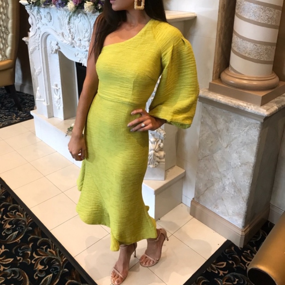 COPY - Elliat One shoulder Lime Ruffle Dress XS
